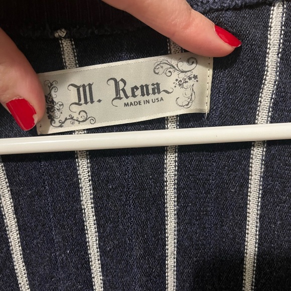 M. Rena Navy and White Striped Midi Dress - Picture 2 of 6